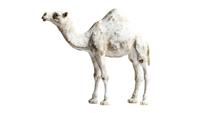 Majestic desert camel stands ready for your next adventure, evoking ancient travel and resilience isolated on white background - Powered by Adobe