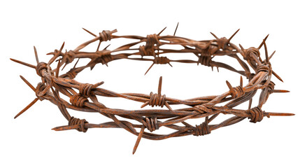 Experience profound symbolism with a weathered crown of thorns, evoking sacrifice and spiritual depth isolated on white background