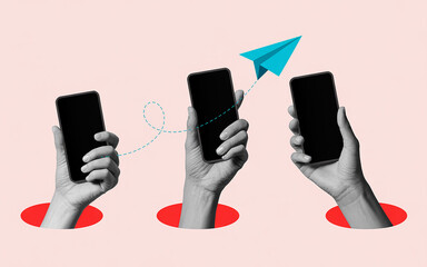 Fast Mobile Communication Concept with Paper Airplane and Smartphone