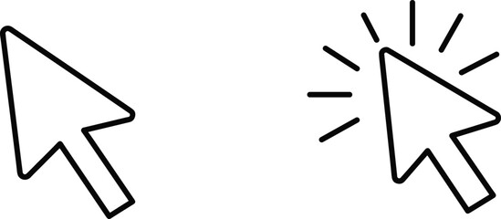 Computer mouse pointer click icon, cursor arrow symbol, web navigation graphic, user interface design element