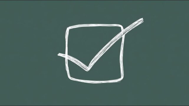 Sequence of chalk checkmarks animating across a blackboard