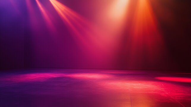 Colorful stage lights with dramatic spotlight for entertainment performance photography concert theater production background visuals
