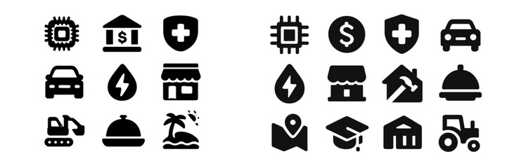 Vector icons showcasing diverse sectors and activities