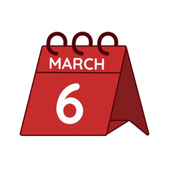 march 6 desk calendar vector on white background
Vector red calendar flat icon
