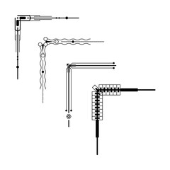 Set Hand Draw Of Corners Different Shapes Flower Decoration Vector Design Doodle Sketch Style For Wedding And Banner