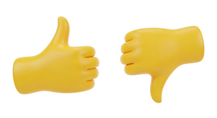 Thumbs up thumbs down yellow hands feedback illustration