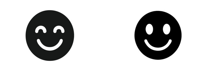 Black and white vector illustration of smiling faces