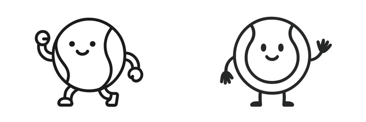 Naklejka premium Cheerful tennis ball characters celebrating sport and fun