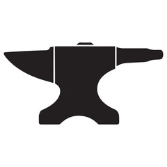 Black anvil silhouette on white icon tool. Vector black silhouette. with white background
