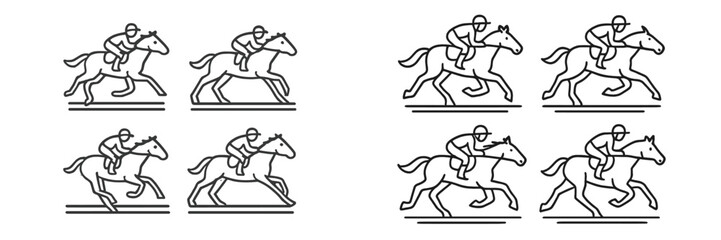 Fototapeta premium Horse racing vector illustration showcasing jockeys in action