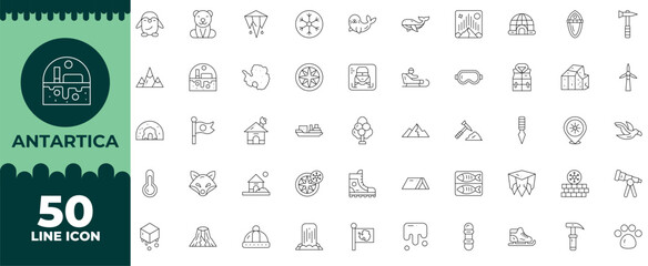 Antartica Line Editable Icons set. Vector illustration in modern thin line style of Antartica icons: nature, ocean, north, etc
