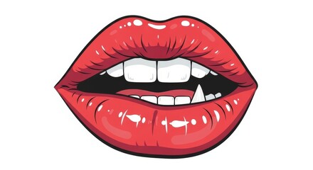 Red Lips with Fangs Art - A pop art , symbolizing allure, danger, mystery, seduction, and a touch of the gothic