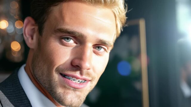 Brace focus: straight enamel, dental arc, healthy bite, smile care, modern alignment, oral shine, white polish, neat form, tooth clarity, soft curve, clean line, fresh tone