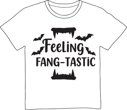 Funny halloween t shirt design with fang tastic vampire theme isolated on white background