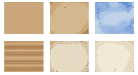 Aged Paper Textures with Subtle Stains and Wrinkles Isolated on Transparent Background