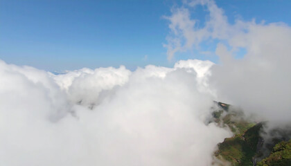 Aerial view clouds mountain landscape