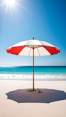 Beach umbrella on white sand