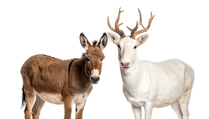 Donkey and white deer portrait.