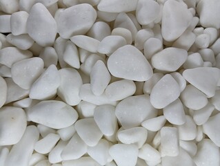 Natural White Color, Stones, Marble Pebbles, Rounded Fraction, Elegant Background, Texture
