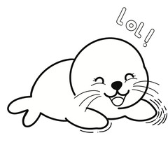 Seal cute animal black and white line clipart