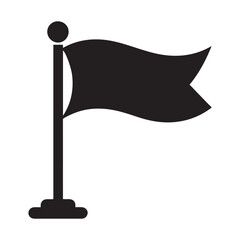 Retro flag icon on pole symbol. Vector black silhouette. with white background