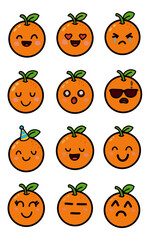 Cute Orange Emoji Set