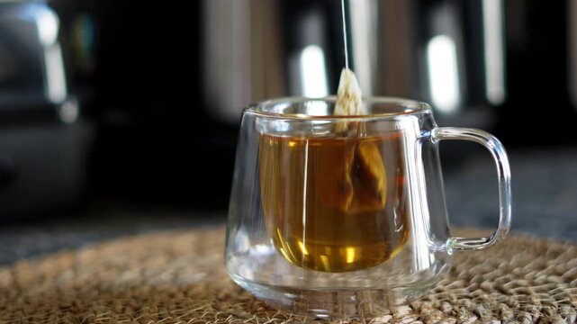 A tea bag tea glass, Hot delicious drinks