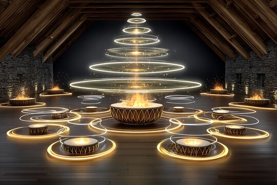 Magical golden drum set glowing beautifully high resolution picture