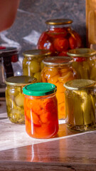 glass jars of preserved vegetables