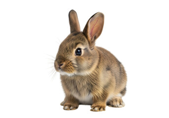 Obraz premium Brown Rabbit Sitting Forward Cut Out PNG.