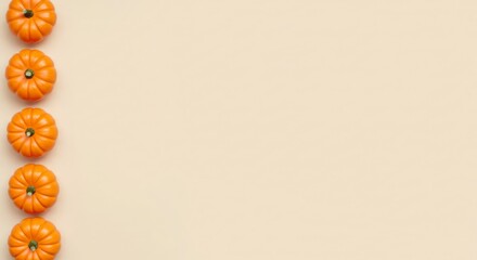 Pumpkins line on beige background, copy space