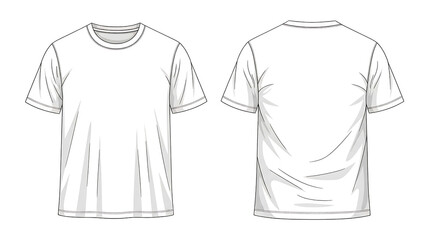 White tshirt sketch isolated on transparent background for design and mockup