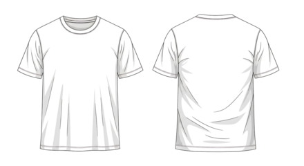 White tshirt sketch isolated on transparent background for design and mockup