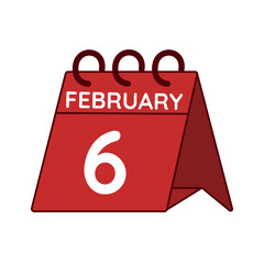 february 6 desk calendar vector on white background
Vector red calendar flat icon