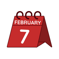 february 7 desk calendar vector on white background
Vector red calendar flat icon