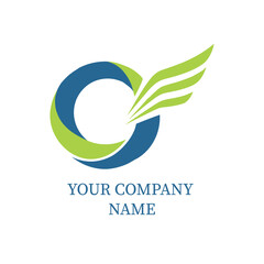 Modern Abstract Letter C Logo with Green Wings Design on White Background – Corporate Branding Concept