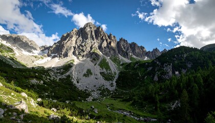 Fototapeta premium Alpine peaks under a summer sky