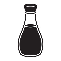 Black silhouette of a soy sauce bottle icon vector. Vector black silhouette. with white background