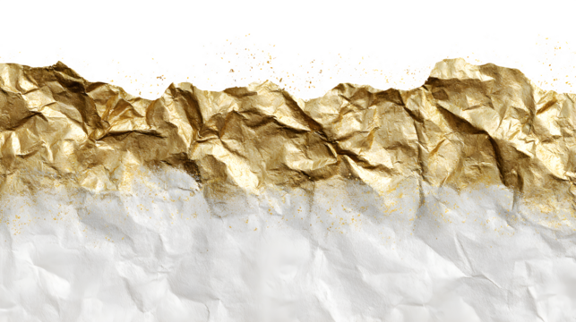 A delicate gold foil texture overlay with crumpled highlights, adding a luxury shimmer, isolated on a white background