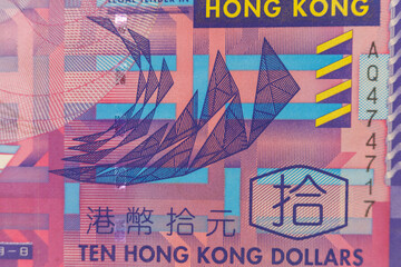 Close-Up of Hong Kong Ten Dollar Currency