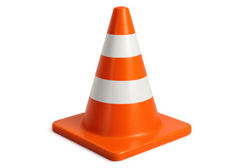 Orange traffic cone standing on transparent background, signaling caution and safety