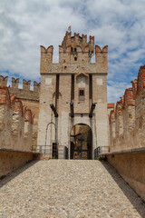 View of Scaliger castle, Sirmione town, lake Garda