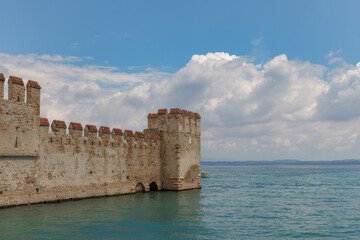 View of Scaliger castle, Sirmione town, lake Garda