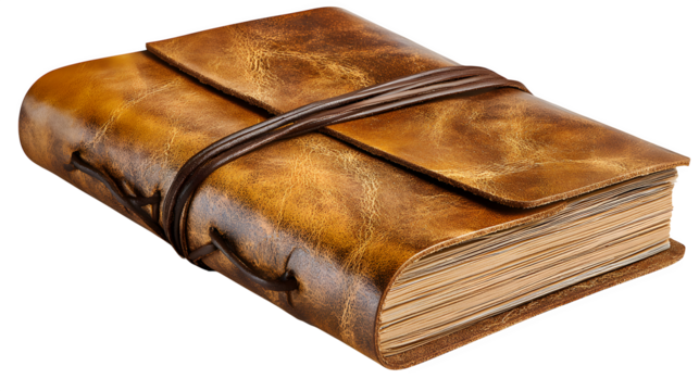 Vintage leather journal with strap closure, perfect for writing and creativity