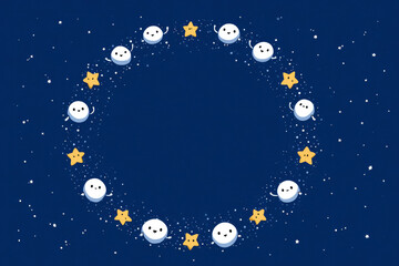 Fototapeta premium Minimalist cartoon stars on blue background for children's design or birthday party decor