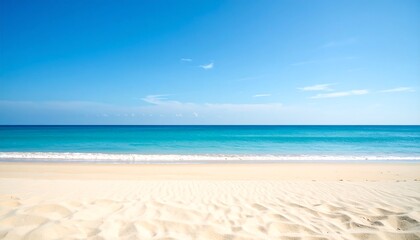 Fototapeta premium Sunny Beach with Ocean Waves, and Sand.