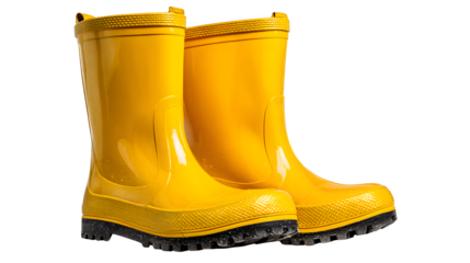 Bright yellow rubber boots ready for rainy day adventures