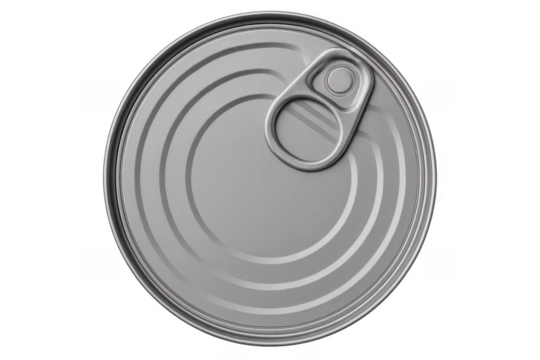 Closed Tin Can with Ring Pull on Transparent Background