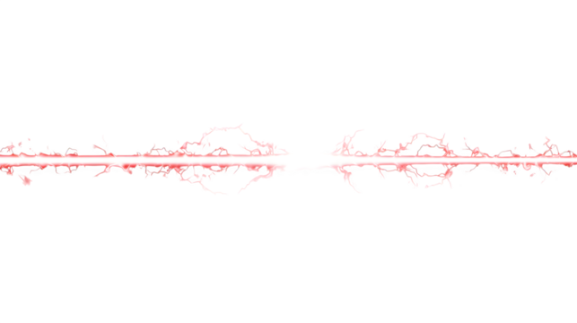 Abstract red lines creating a symmetrical, mirrored pattern on a clean white background