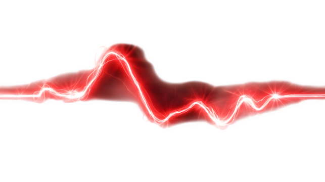 Vibrant red energy waveform pulsing with intense power and light